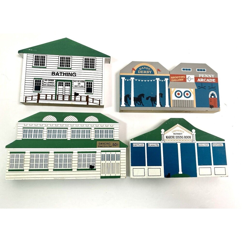 Cat’s Meow Chippewa Lake Series Medina Ohio 4 Buildings 1993 Handpainted Signed